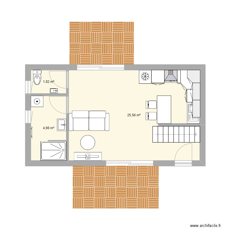 Essai gîte Sarlat. Plan de 4 pièces et 40 m2