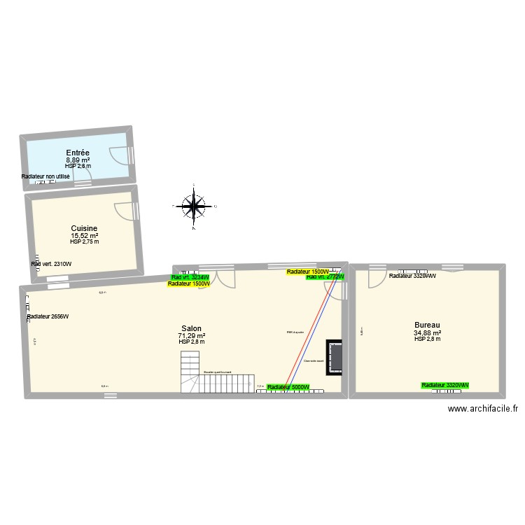 maison. Plan de 4 pièces et 131 m2