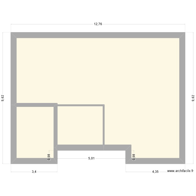 GUERRIERI. Plan de 2 pièces et 98 m2