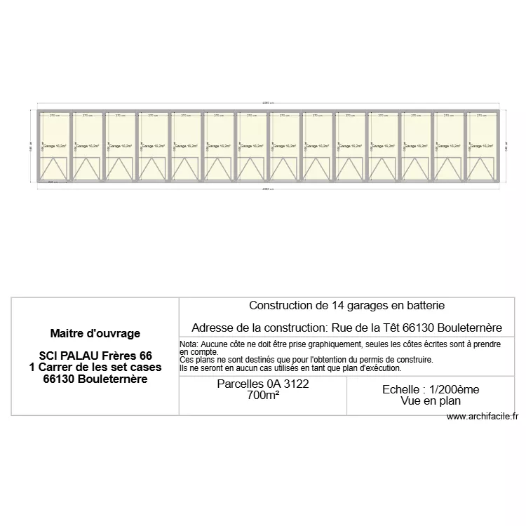 garage int&eacute;rieur. Plan de 14  et 227 m²
