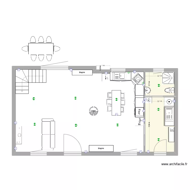 plan. Plan de 2 pièces et 12 m²