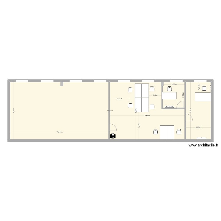 NEW BUREAU VENTEO. Plan de 1 pièce et 146 m2