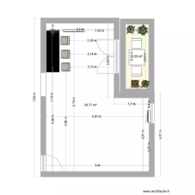Plan appartement. Plan de 2 et 33 m² Plan appartement. Plan de 2 et 33 m²
