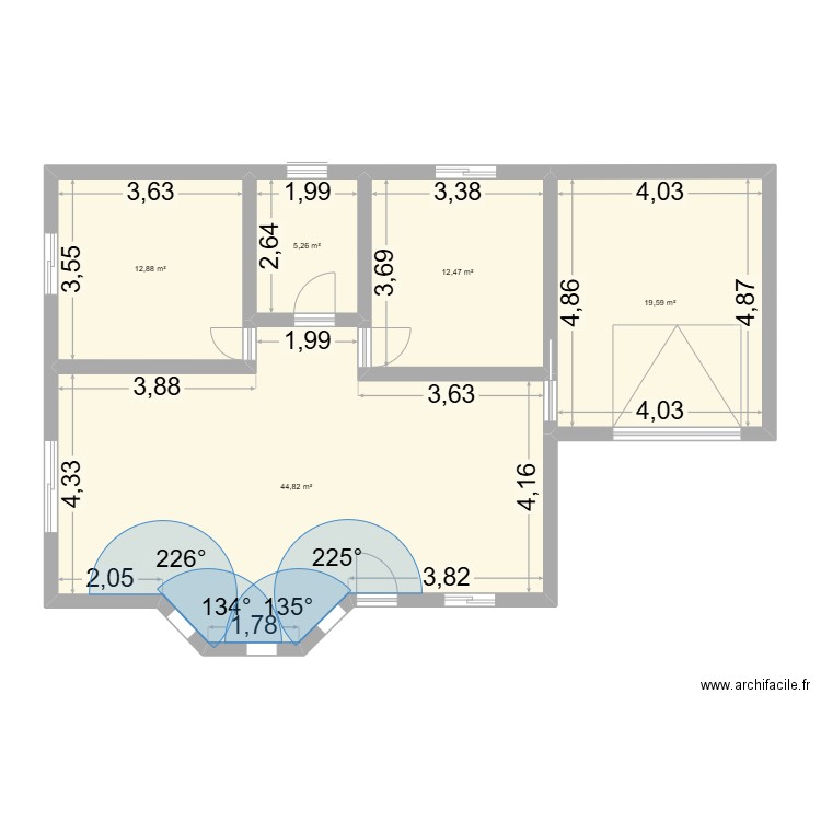 plan 102. Plan de 5 pièces et 95 m2