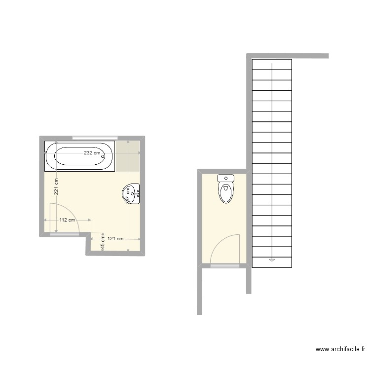 Keller_etat_Actuel. Plan de 2 pièces et 8 m2