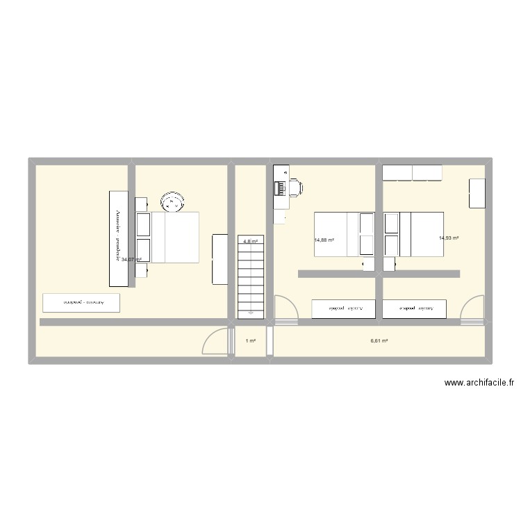 MAISON. Plan de 6 pièces et 76 m2