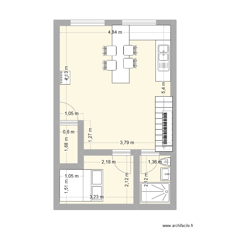 Navaugle. Plan de 9 pièces et 82 m2