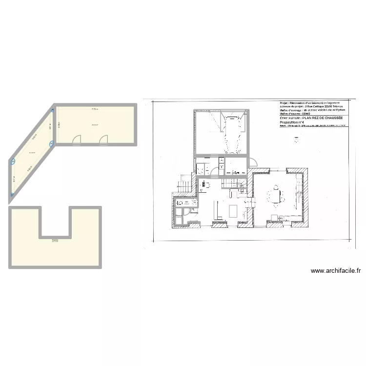 trevron3. Plan de 5  et 85 m²