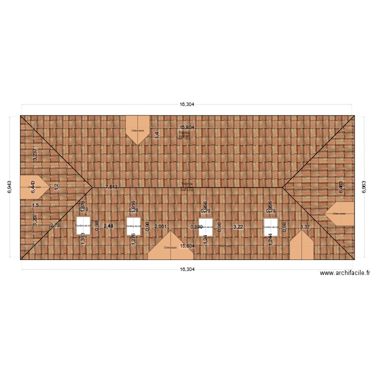 maison toit. Plan de 6 pièces et 205 m2