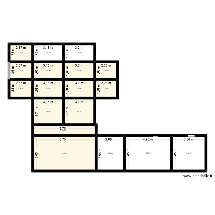 abess. Plan de 18 pièces et 143 m2
