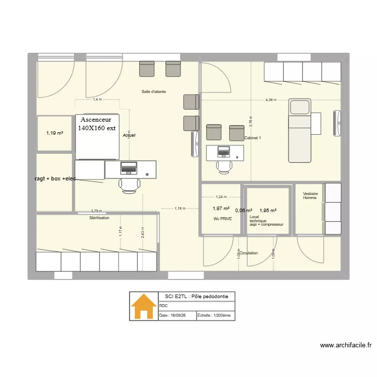 RdC Projet pole pedo. Plan de 5 Pièces et 60 m² RdC Projet pole pedo. Plan de 5 Pièces et 60 m²