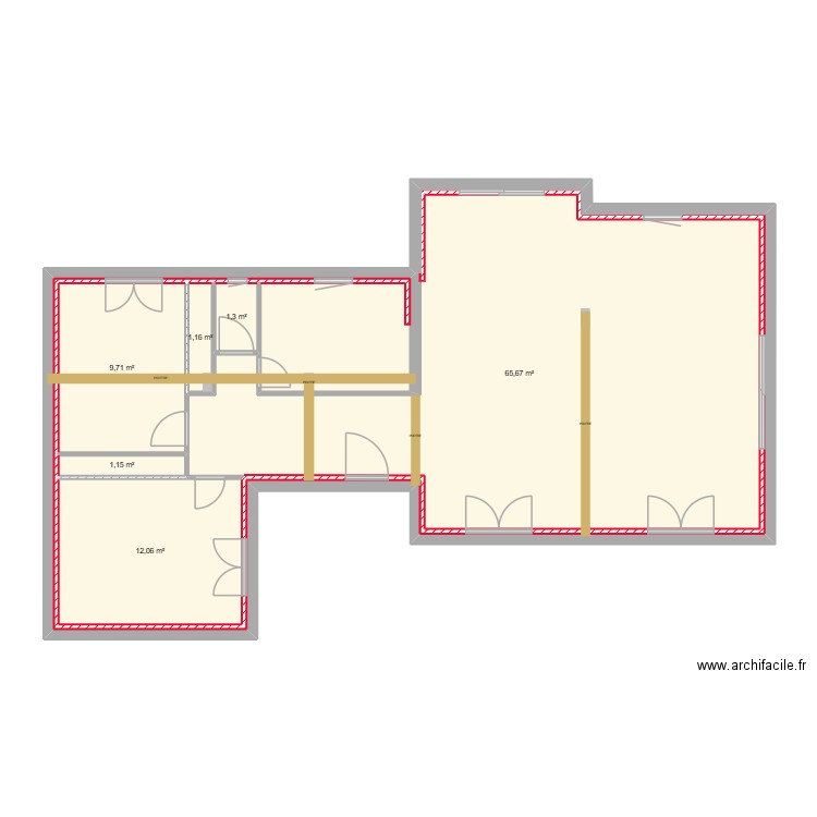 MC/JM AGRANDISSEMENT 2  RDC. Plan de 6 pièces et 91 m2