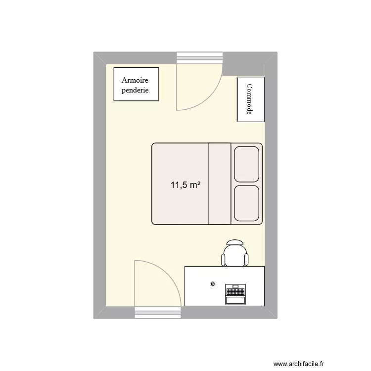 chambre de Bull. Plan de 1 Pièce et 12 m² chambre de Bull. Plan de 1 Pièce et 12 m²