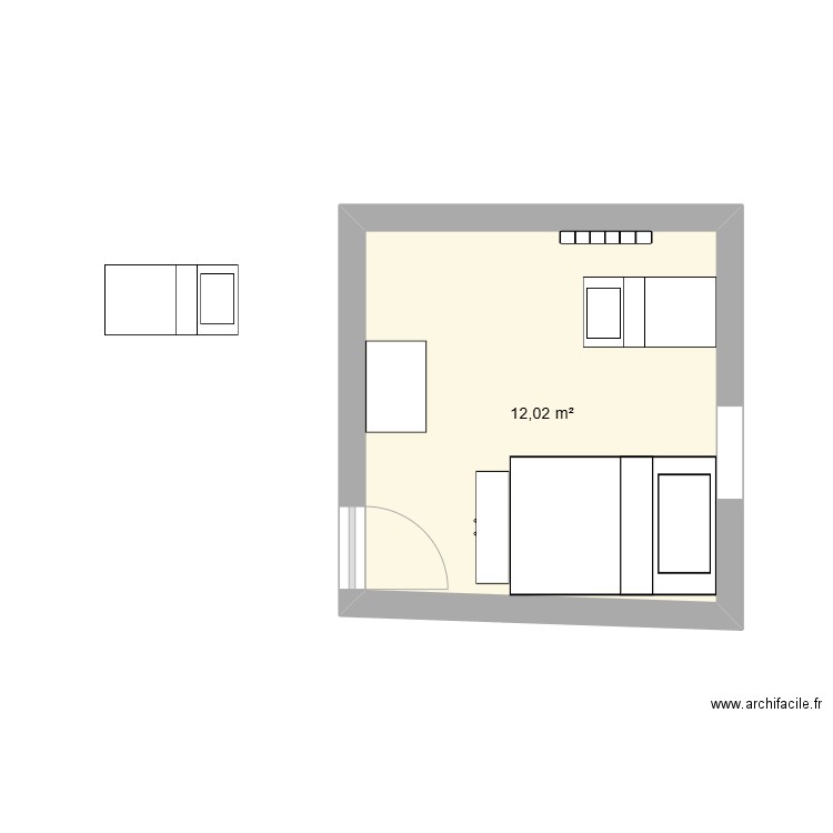 Cat ch. Plan de 1 pièce et 12 m2