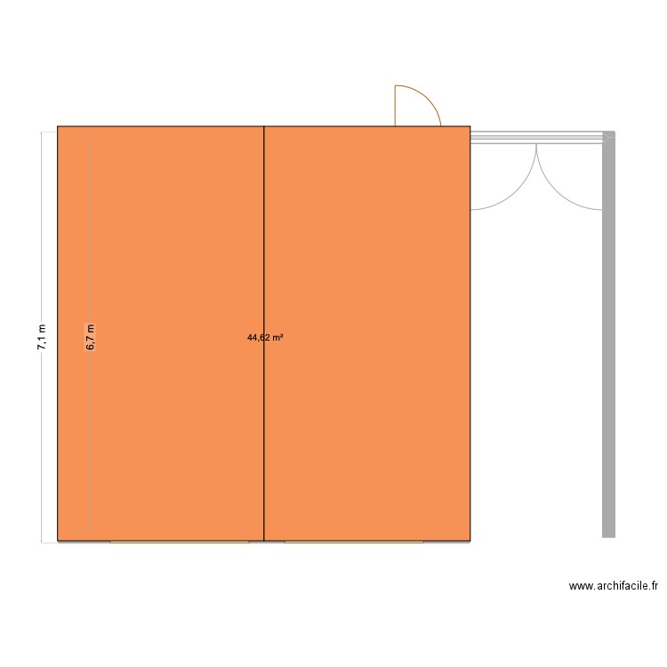 Garage Veraza. Plan de 1 pièce et 45 m2