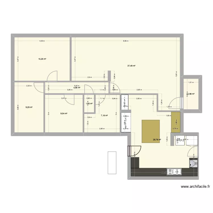 Cuisine Maison. Plan de 9  et 116 m²