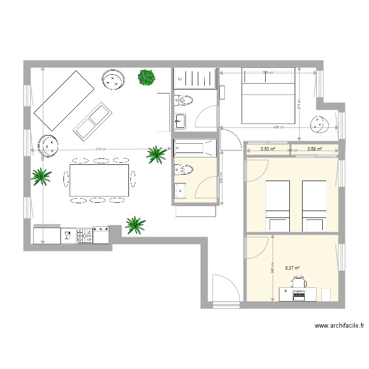 Gijon 2. Plan de 5 pièces et 23 m2