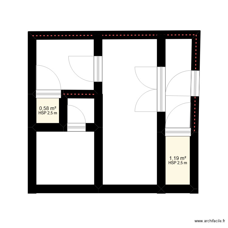 PLAN. Plan de 2 pièces et 2 m2