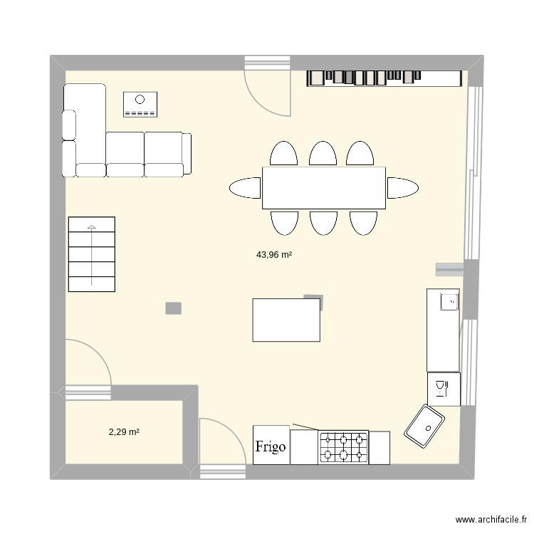 salle co_2. Plan de 2 pièces et 46 m2