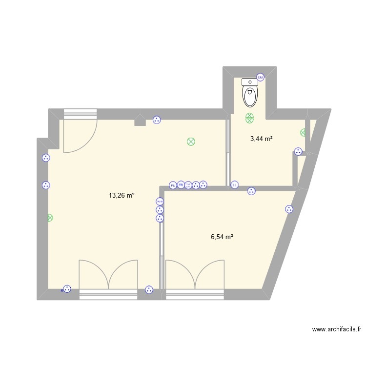 IRMA MOREAU éléctrique. Plan de 5 pièces et 23 m2