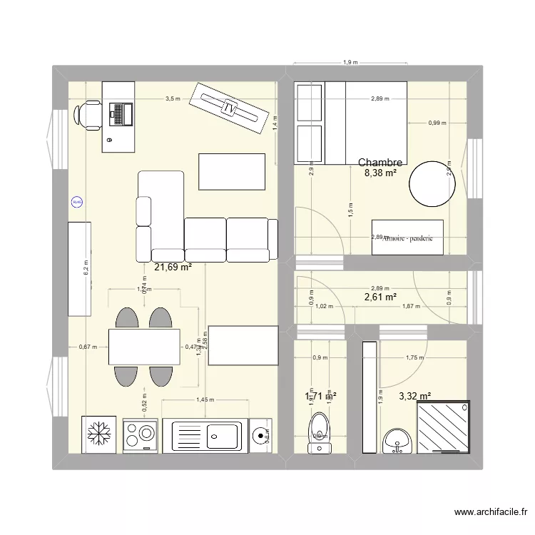 Appart Gabin. Plan de 