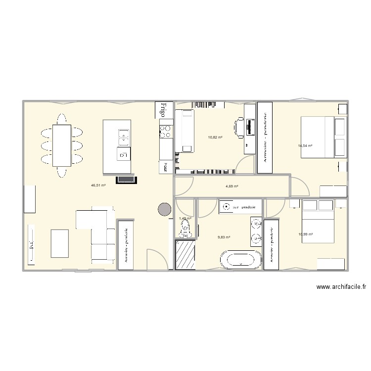 Plan 17. Plan de 7 pièces et 99 m2