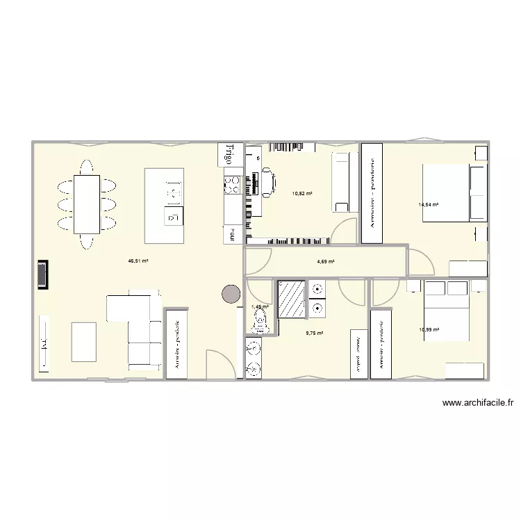 Plan 17. Plan de 7 pièces et 99 m²