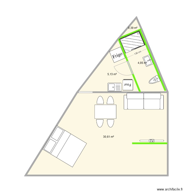 BRUNOIS. Plan de 6 pièces et 82 m2