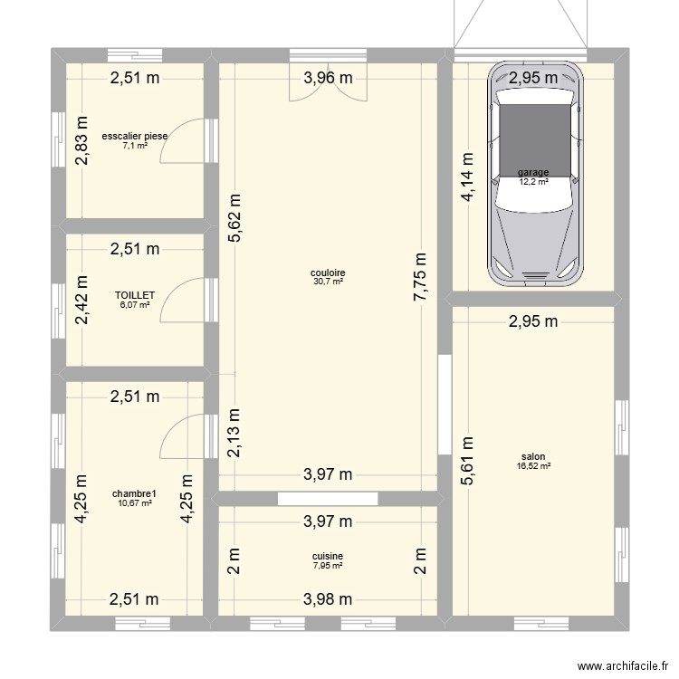 ahagh. Plan de 7 pièces et 91 m2