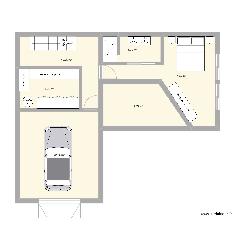 Loft Delmas RDC. Plan de 6 pièces et 71 m2