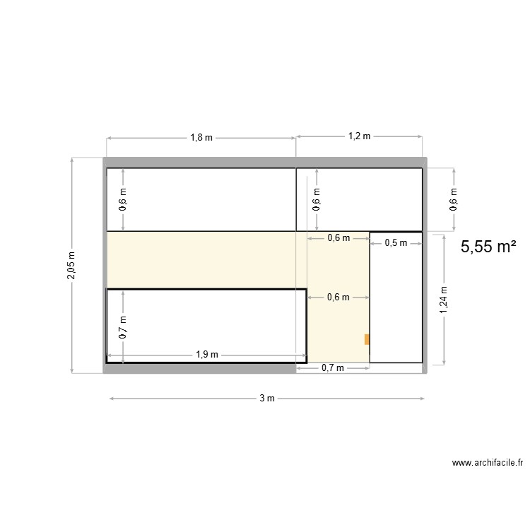 MASTER. Plan de 1 pièce et 6 m2