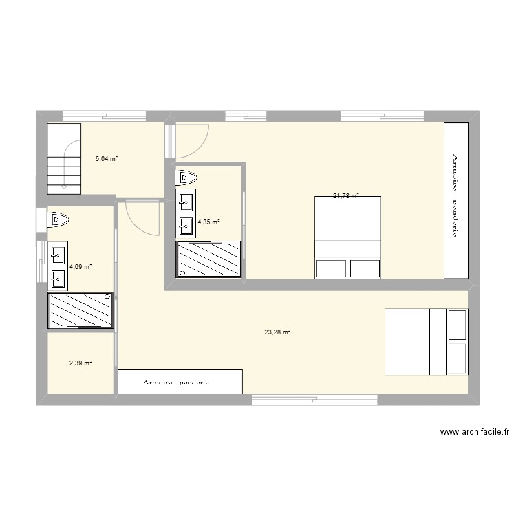 maison pisc int v2. Plan de 6 pièces et 62 m2