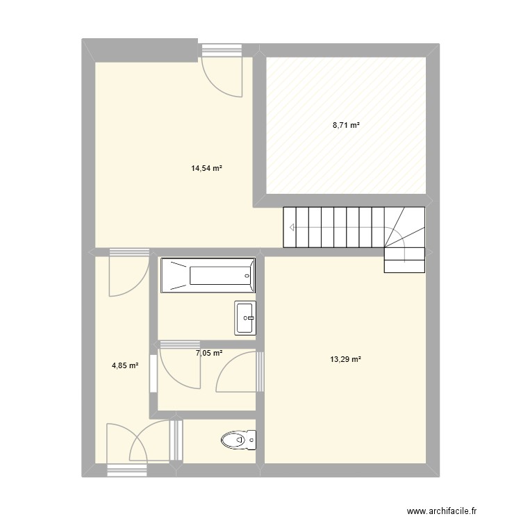 appart bas. Plan de 5 pièces et 48 m2