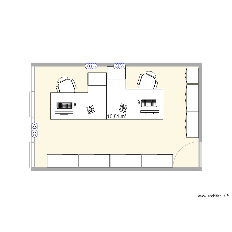 projet bureau 012. Plan de 1 pièce et 17 m2