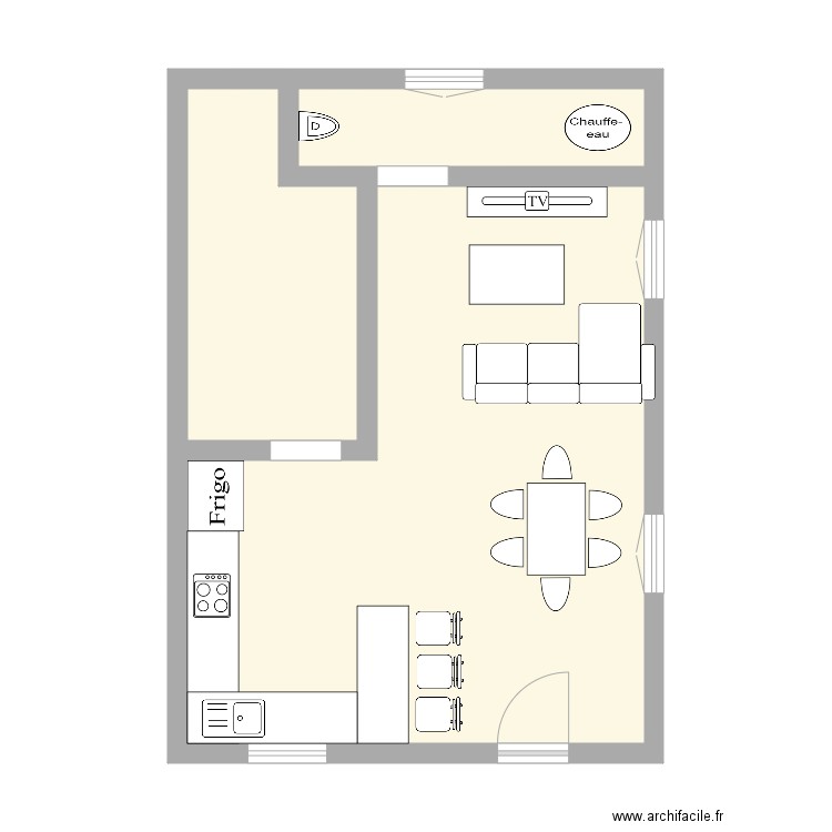 vic bas 2. Plan de 3 pièces et 45 m2