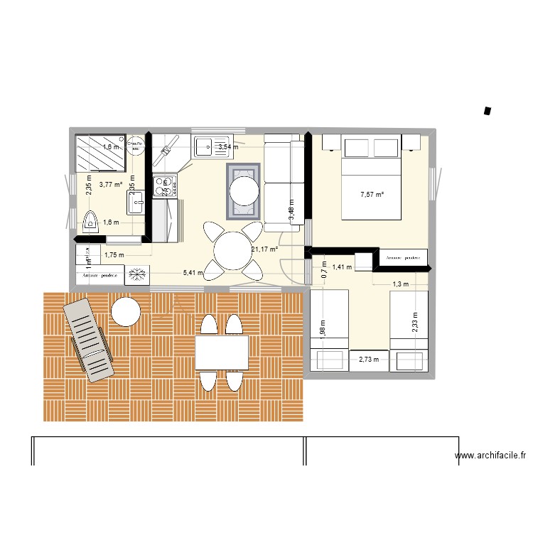 CHALET 1. Plan de 4 pièces et 79 m2