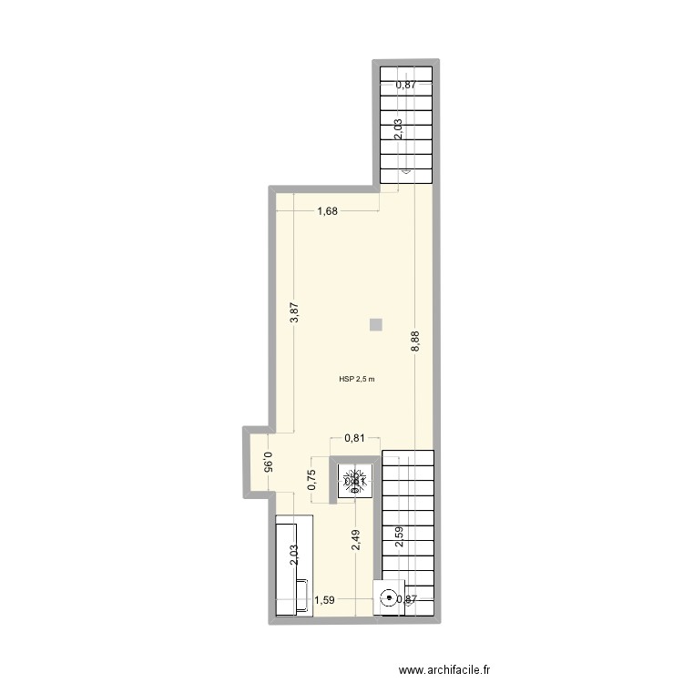 Douiria Bab Aylan 2. Plan de 6 pièces et 121 m2