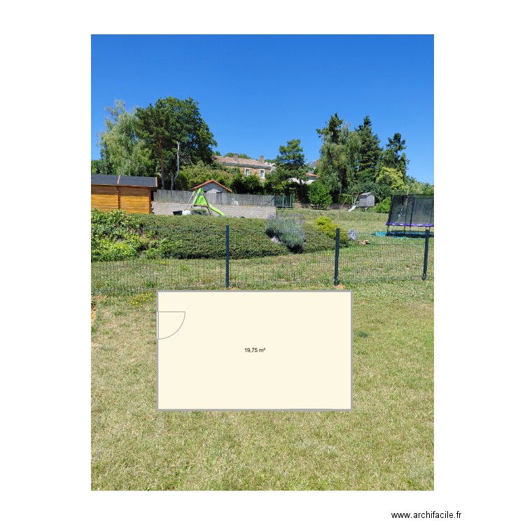 cabane jardin. Plan de 1 pièce et 20 m2