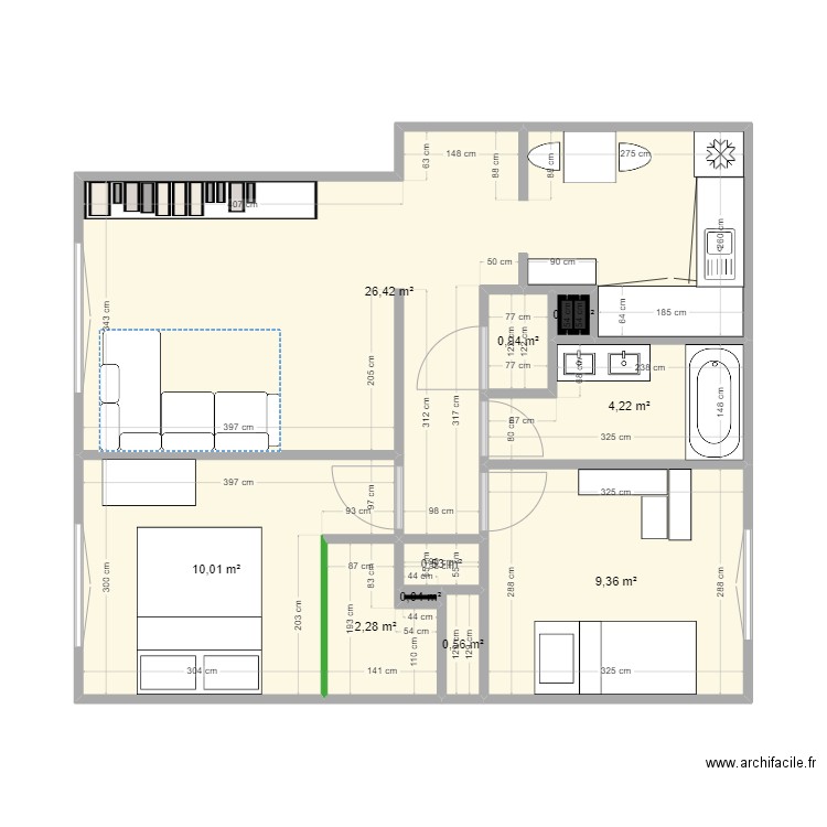 Nouvel appart. Plan de 10 pièces et 55 m2