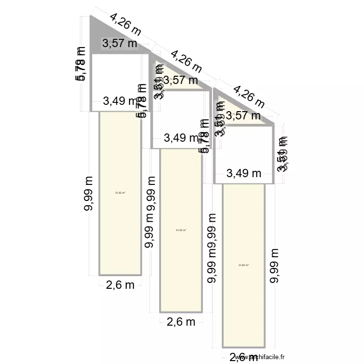 PLAN 30. Plan de 6 pièces et 83 m²