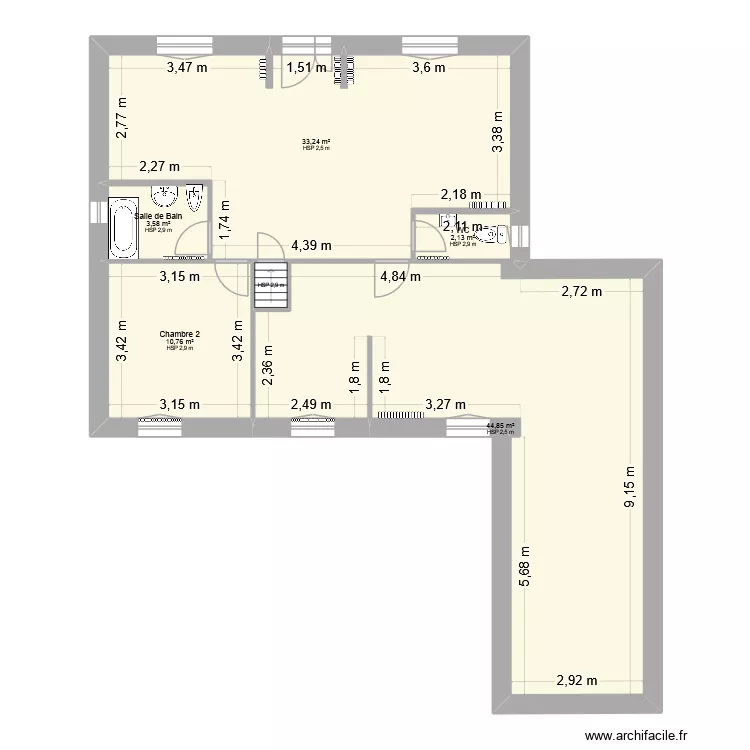 Plan Pavillon Projet. Plan de 6  et 95 m²