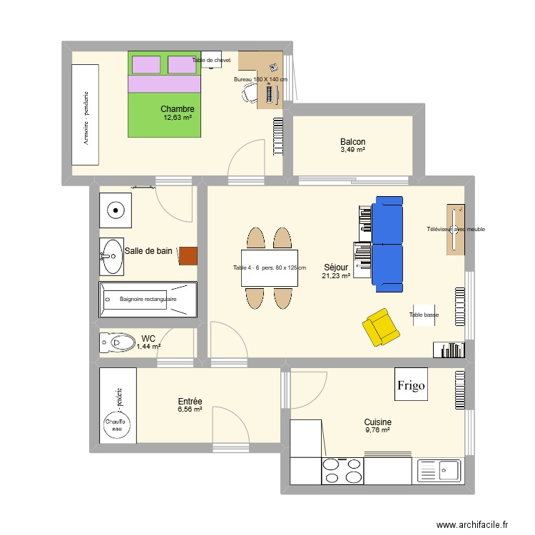Benfeld. Plan de 7 pièces et 61 m2