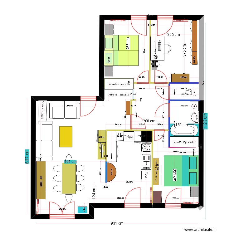 BELLEVILLE . Plan de 2 pièces et 82 m2