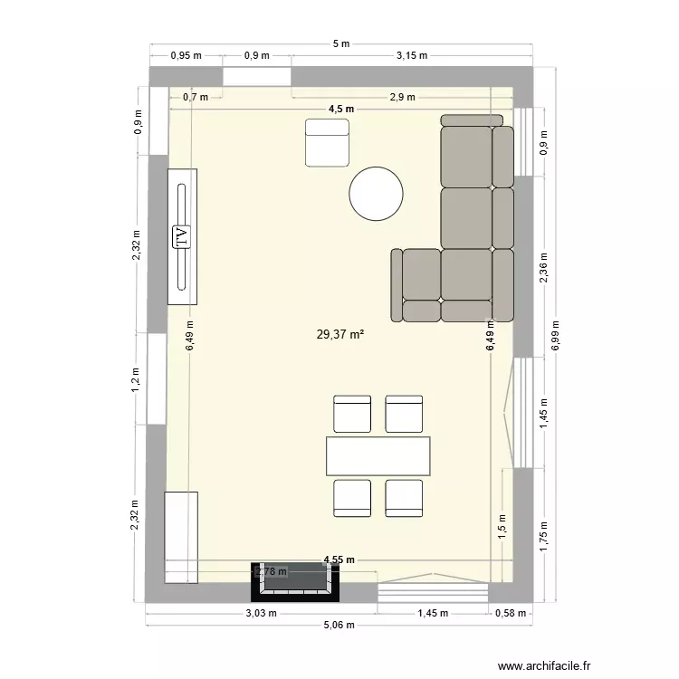 salon. Plan de 1 Pièce et 29 m² salon. Plan de 1 Pièce et 29 m²