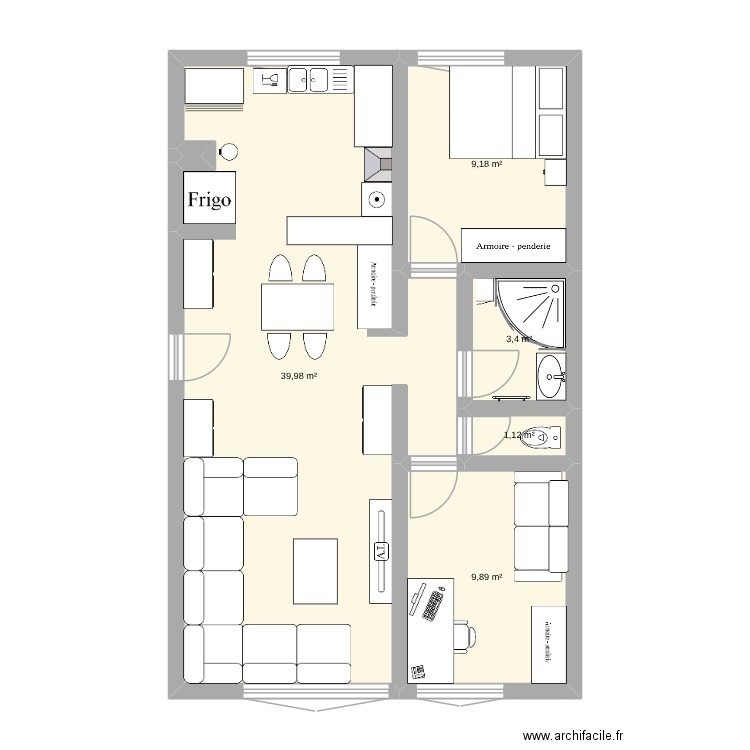 Appart Villejuif Emile Zola - Aménagement. Plan de 6 pièces et 64 m2