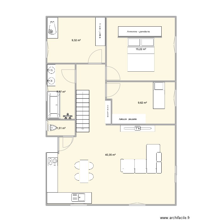 Maison Seyssuel plan du 06/07. Plan de 6 pièces et 81 m2
