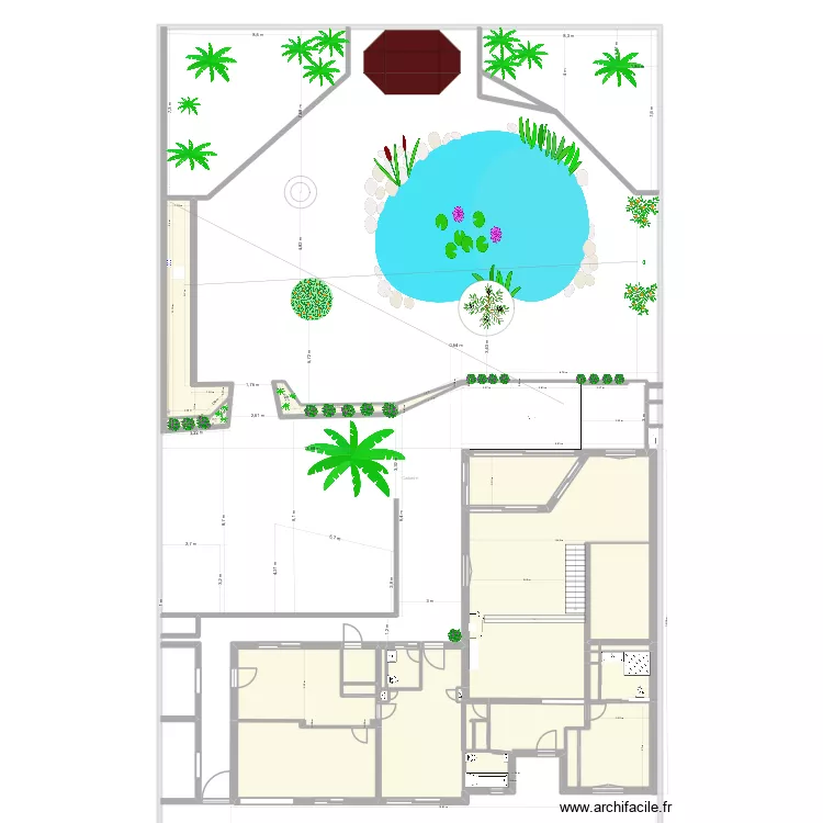 Am&eacute;nagement fontaine inox. Plan de 29  et 1175 m²