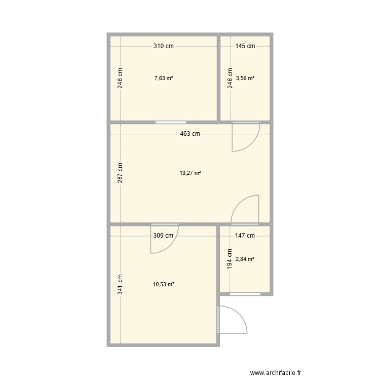 bombay salle 4. Plan de 5 pièces et 38 m2