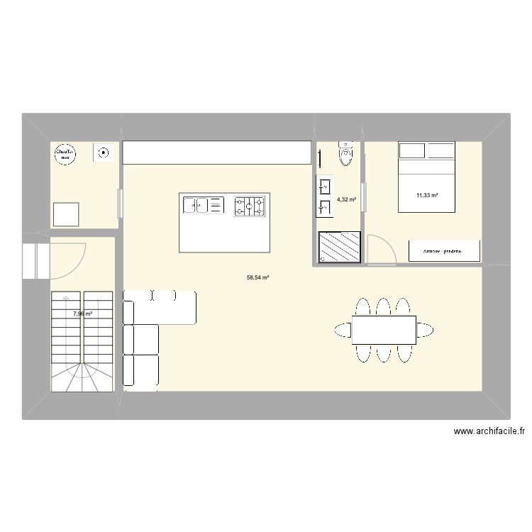 Coudert 1. Plan de 4 pièces et 82 m2