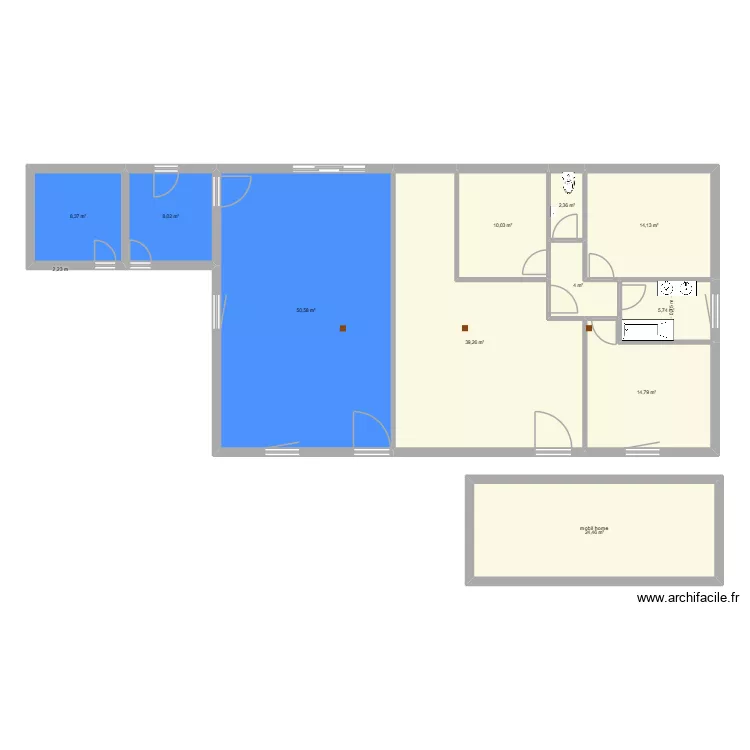 rdc chevrerie plan provisoire avec mobil home. Plan de 11  et 182 m²